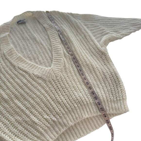 Vintage Croquet Club VTG Sweater Cream White Open Loose Knit DeepV Small Acrylic - Picture 8 of 8
